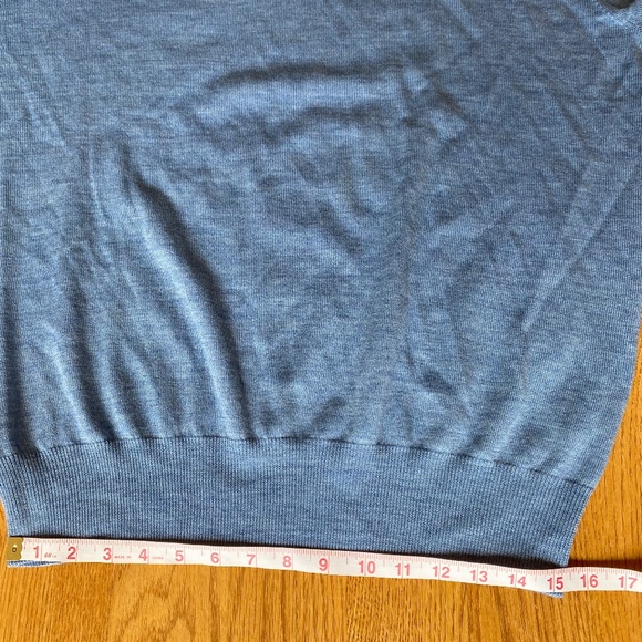 Peter Millar V-Neck Sweater long sleeve merino wool blue Large - Picture 6 of 16
